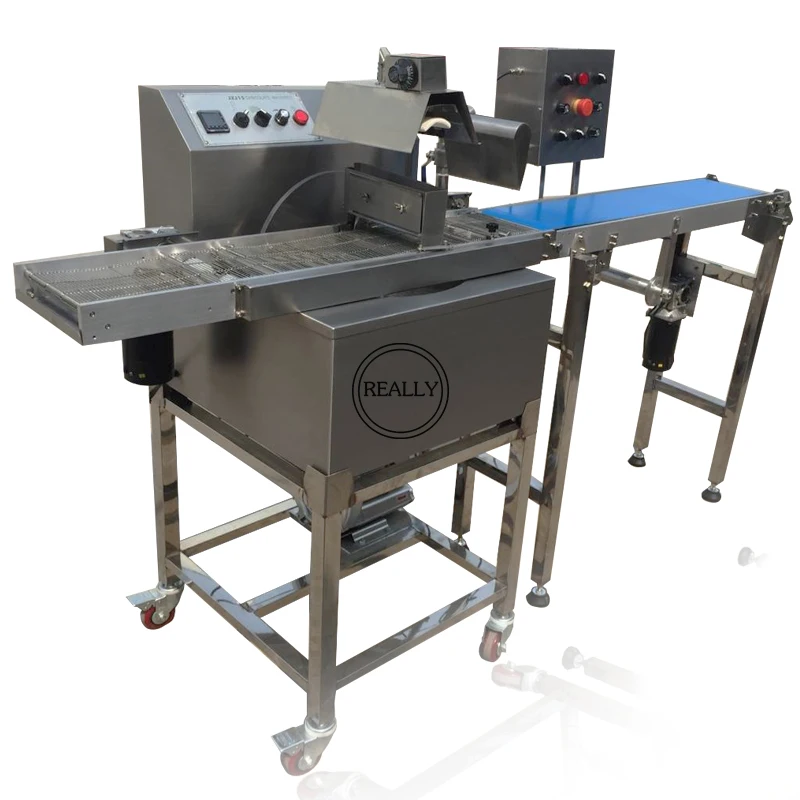 8/15KG Automatic Chocolate Enrobing Coating Making Machine with Stainless Steel Tempering Melting |