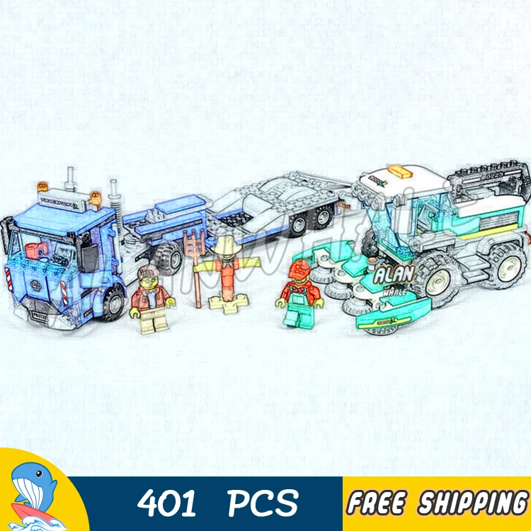 

401PCS City Farm Transport Trailer Truck Scarecrow Figure Building Blocks Assemble Toys Compatible
