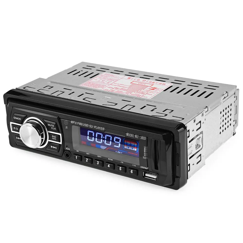  2033n Car Audio Stereo FM Radio 12V USB SD Mp3 Player AUX with Remote Control with LED / LCD Display Blue Color lllumination 