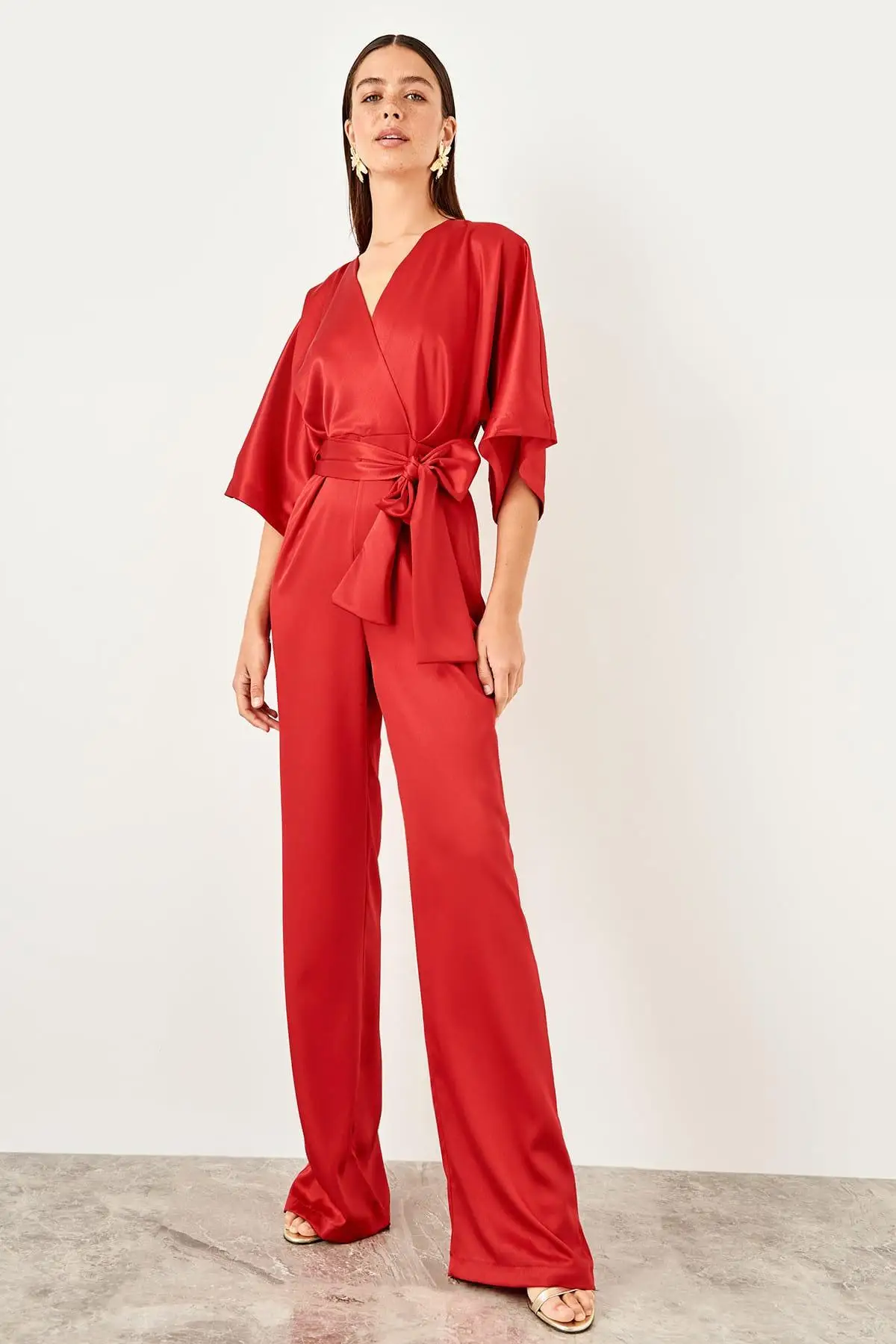 Trendyol красный комбинезон с поясом TPRSS19YL0038| |