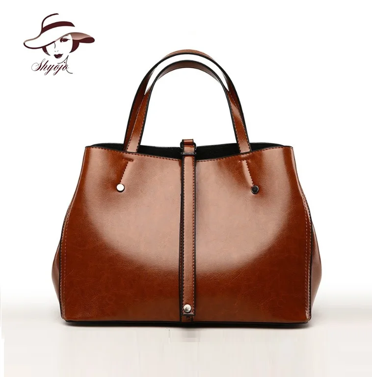 

Famous Brand Designer Fashion Oil Wax Leather Women Tote Lady Hand Bag High Quality Messenger Handabg Big Capacity Purse Pocket
