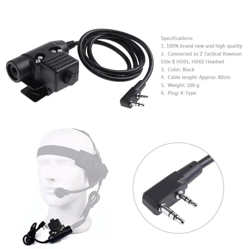 80 см K Type U94 PTT военный адаптер Z113 для раций Kenwood TYT F8 BAOFENG 5R радио|Запчасти и