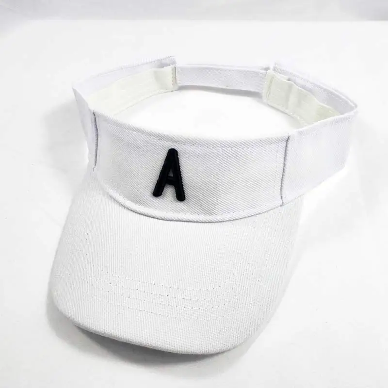 Men Women's Summer Twill Sun Visor Cap Embroidery Letter Running Hiking Golf Tennis Cap Casual Style Black White Adjustable