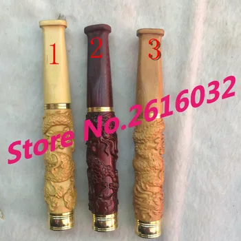 

Chinese natural wooden carving grind arenaceous wood Anaglyph dragon statue cigarette holder and pipe in mouth Wood handicraft..