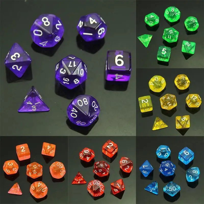 

1 set of 7 sided dice D4 D6 D8 D10 D12 D20 for MTG RPG D&D Poly Dice Board Game
