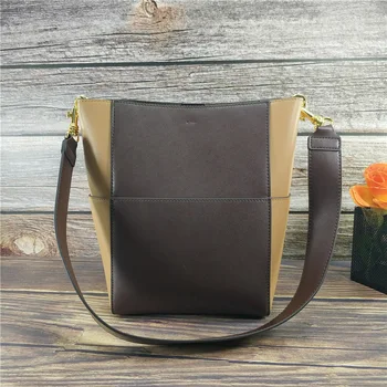 

Bag female new large capacity mother bag large capacity single shoulder slung real leather net red with the bucket bag