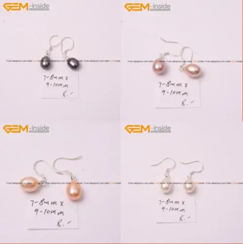 Freshwater Pearl Earrings Sterling Silver S925 Hoo...