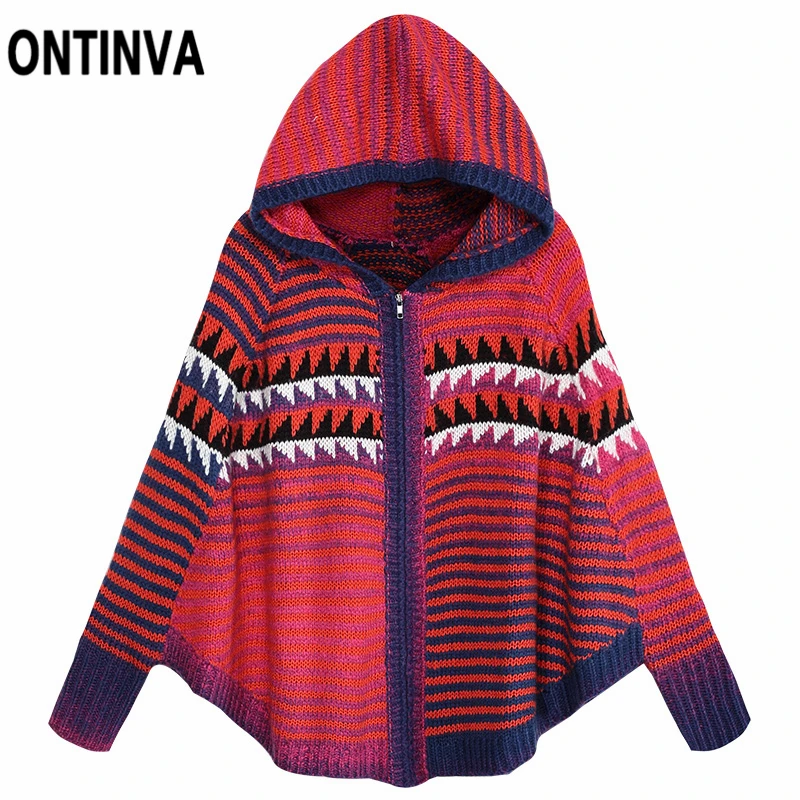 

Women Oversized New Knitting Sweater Ponchos Capes Batwing Sleeve Knitted Cardigans Zipper Casual Fall Winter Pullovers Tops