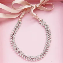 Cinta Rhinestone de la Hoja de Cristal Venda de La Flor de La Aleación de La Boda accesorios Nupciales Del Pelo