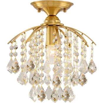 

JAXLONG Lamp Modern Ceiling Lamp Copper Luxury Restaurant Crystal Corridor Gateway Led Ceiling Light Kitchen Loft Decor Art