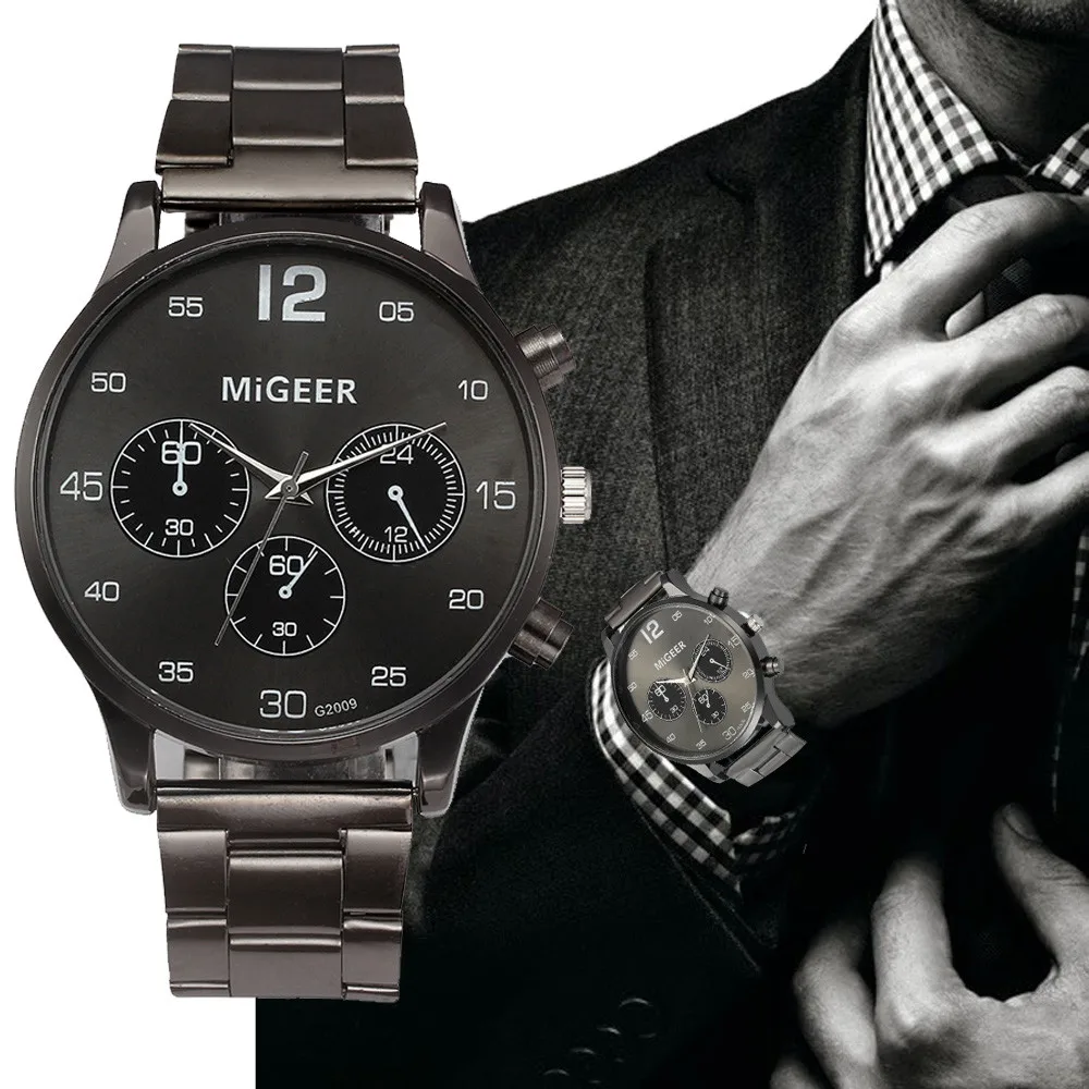 

Watch Men Fashion Men Crystal Stainless Steel Analog Quartz Wrist Watch Bracelet Male Hour Clock Relogio Masculino Perfect Gift
