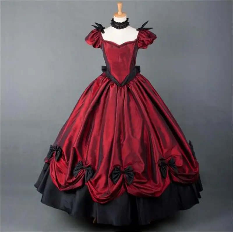 Костюм Южной Белль, викторианское платье, костюм для взрослых, костюмы на хеллоуин для женщин, красное платье винного цвета, бальное платье лолиты, платье на заказ