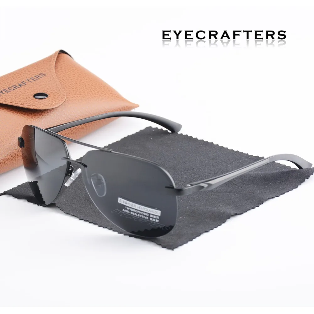 

Eyecrafters Brand Pilot Sunglasses Mens Polarized Driver Mirror Sunglasses Fashion Polaroid Lens Spring Hinge Metal Sunglasses