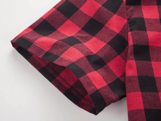 Red And Black Plaid Shirt Men Shirts 2025 New Summer Fashion