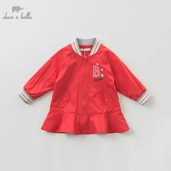 

DBH9970 dave bella spring baby girls jacket children fashion outerwear kids dark pink coat