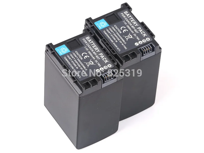 2pc 7.4V 2800mAh BP 827 rechargeable Battery BP827 BP 827D Camera