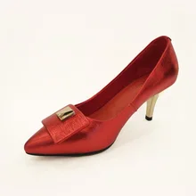 Jindier shoppe high quality fashion real leather with high heeled women’s shoes with summer pumps