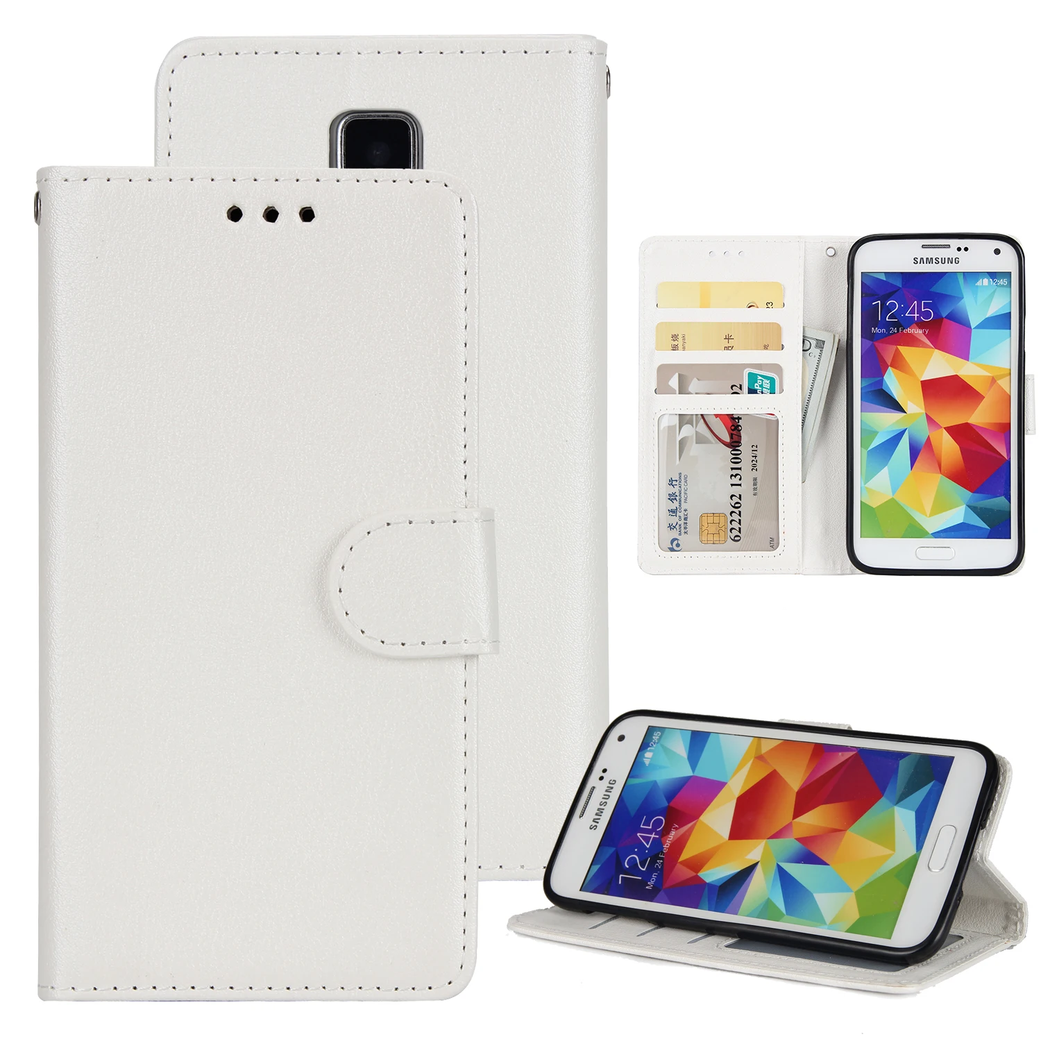 Luxury Leather Flip lanyards Phone Case For Samsung Galaxy S5 case