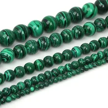 Alta Qualidade 4/6/8/10/12mm síntese Malaquita Rodada Solta Pérola Esferas de Pedra Natural para DIY Colar Pulseira Descobertas Jóias