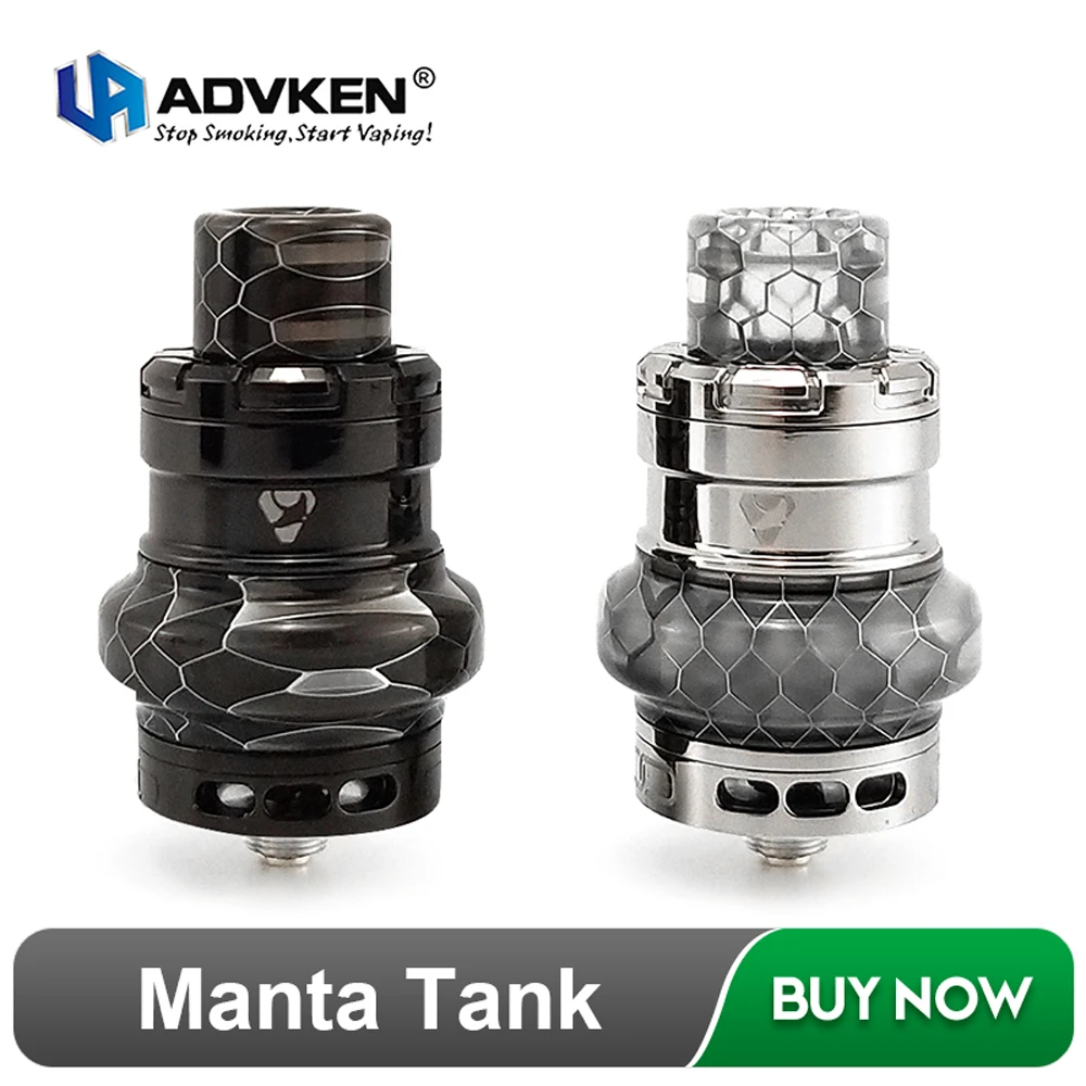 

Original Advken Manta Tank 24mm Atomizer 810 drip tip 510 Electronic Cigarette Box Mod Sub Ohm Tank vs Manta RTA