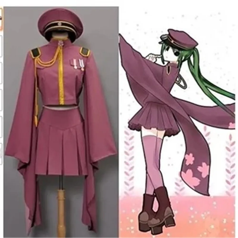 

Vocaloid Hatsune Miku Senbonzakura Uniform Kimono Dress Outfit Costumes Anime Cosplay Full Length adult women set wig