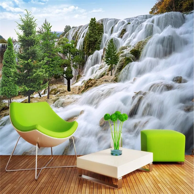 Custom-painting-for-living-room-Rocky-mountain-waterfall-art-Photos-background-photography-bedroom-murals-3d-wall