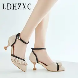 LDHZXC/туфли-лодочки большого размера, женская обувь черного цвета, летняя обувь с пряжкой, пикантная обувь на высоком каблуке, элегантная