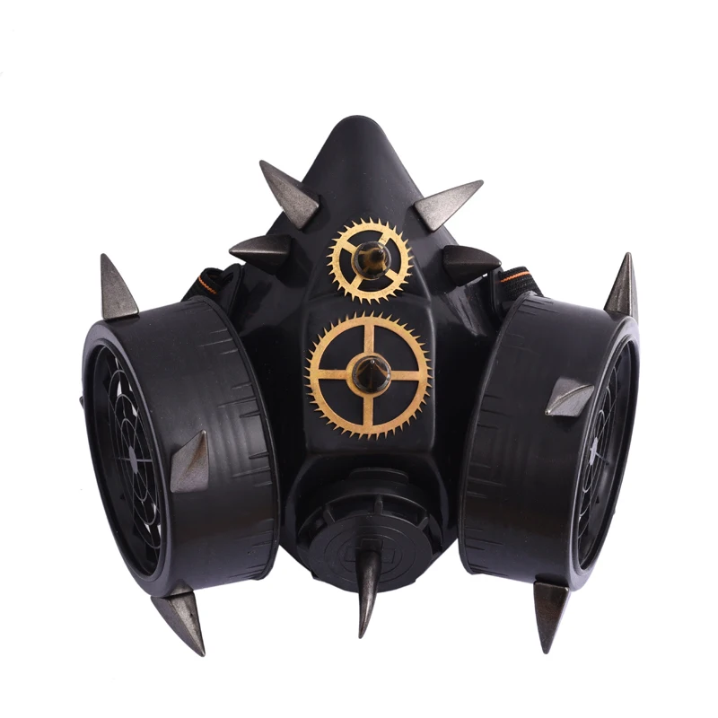 Beste Steampunk Zwarte Duivel Hoorns Spikes Masker Respirator Cyber Goth Cosplay Klinknagels Maskers Party Halloween Accessoires Punk