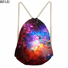 Noisy Designs 3D Galaxy Женский мягкий рюкзак маленький мужской космический Принт звезды сумка на шнурке для школьниц Mochila Feminina сумка