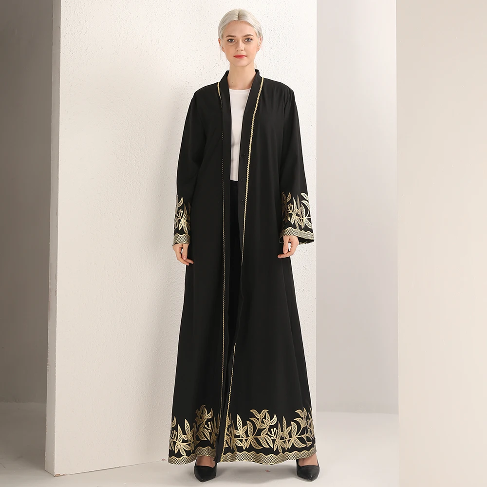 Мусульманские длинные халаты Туника кимоно Рамадан Турция мусульманская одежда поклонение службы вышивка абайя 3D Цветочный Макси платье