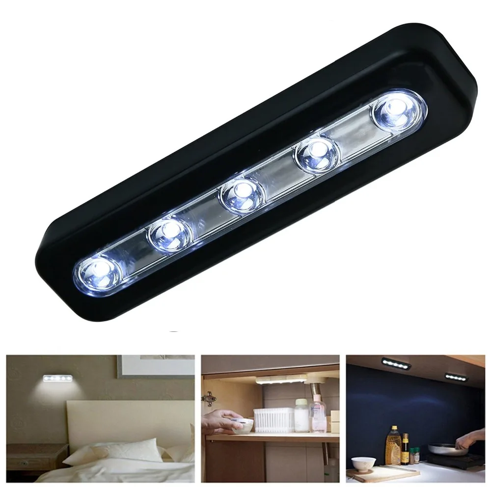 Коснитесь шкафов одно касание света палка на любом месте батарея питания 5Led