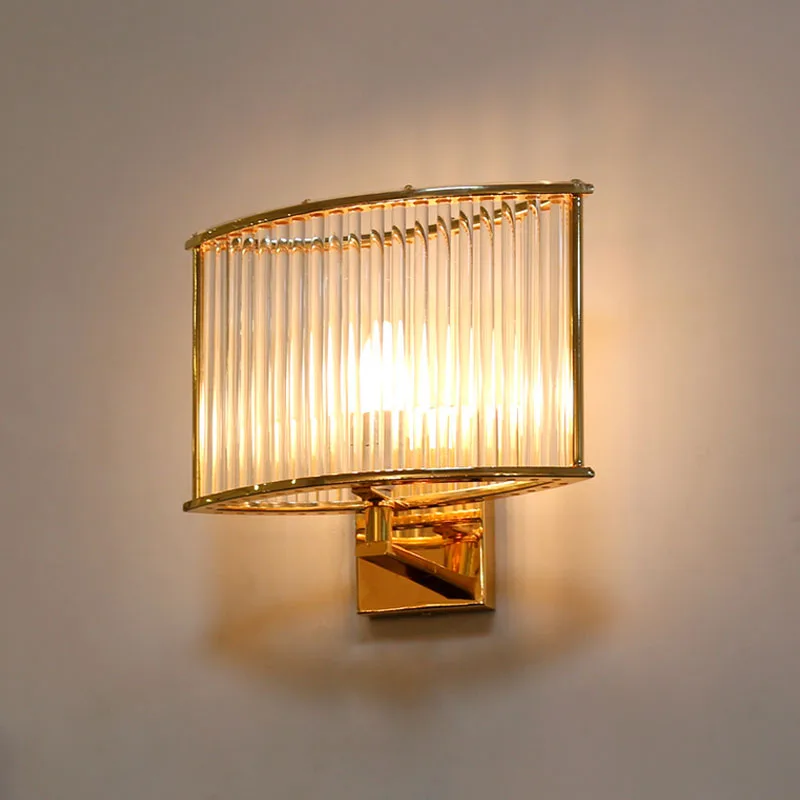 Luxury design gold wall lamp transparent glass rod wall ...