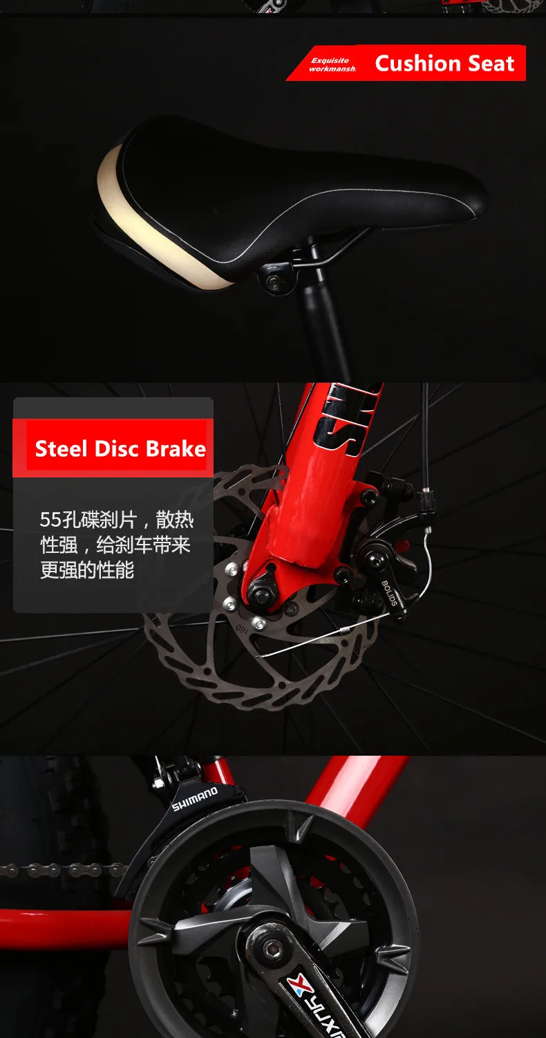Discount New Montain Bike Carbon Steel Frame 4.0 Inch Width Tire 27 Speed Dual Disc Brake Outdoor Sports Beach Snow Mtb Bicycle 6