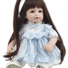 Nicery 20 дюймов 50 см реалистичные Reborn Baby Doll девушка высокая виниловая Рождественская игрушка, подарок для детей улыбка Принцесса синие платья