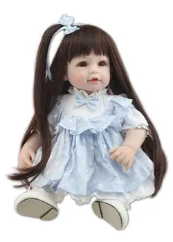

Nicery 20inch 50cm Lifelike Reborn Baby Doll Girl High Vinyl Christmas Toy Gift for Children Smile Princess Blue Dresses