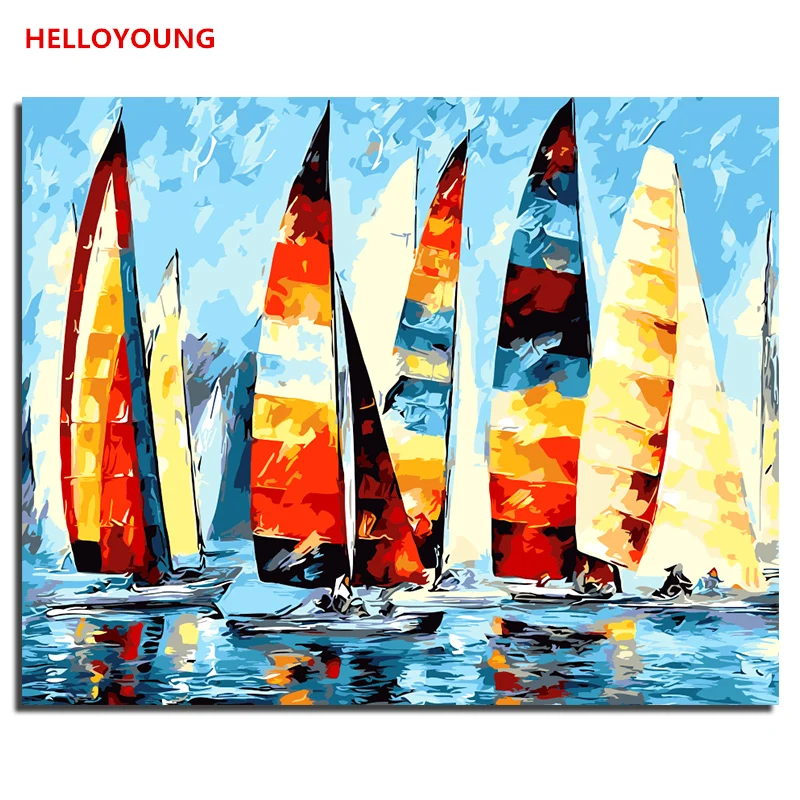 

YH064 DIY Handpainted Oil Painting Sail into Qi Digital Painting by numbers oil paintings chinese scroll paintings Home Decor