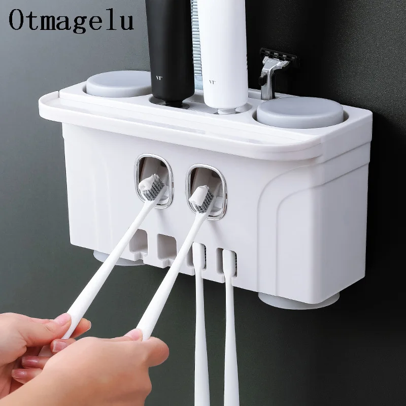 Bathroom Accessories Set Lazy Automatic Toothpaste Dispenser Toothbrush Holder with Cup Kits Child Kids Toothpaste Squeezer6