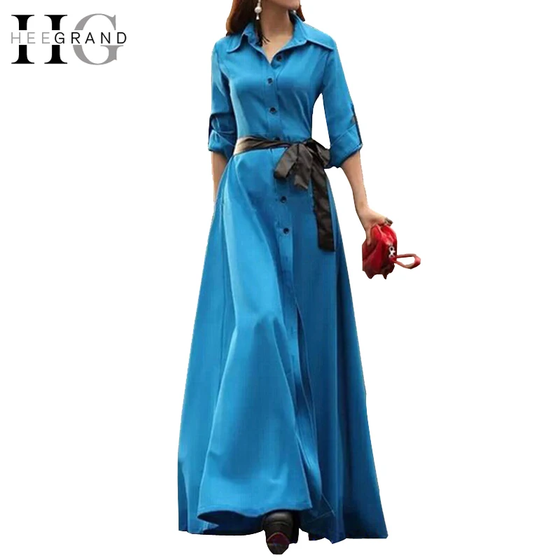 

HEE GRAND Party Dress Women Floor-Long Plus Size Dress 2018 Spring A-Line Slim Maxi Dresses Vestidos With Sashes WQL1476