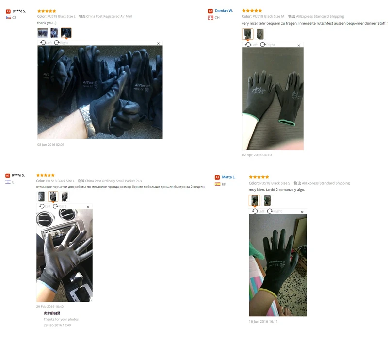 24pcs=12pair DEWBest 13G black PU Work Gloves Palm Coated working gloves,Workplace Safety Supplies,Safety Gloves guantes trabajo IMG_3367_ 20160808