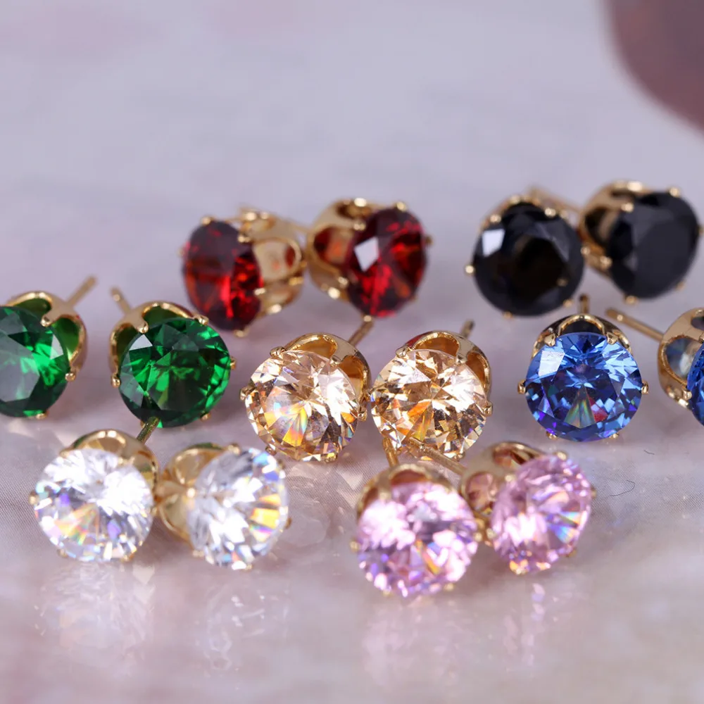 

2014 new hot jewelry gold zircon sweet stud earrings 19 color earring for Girls Christmas gift for woman