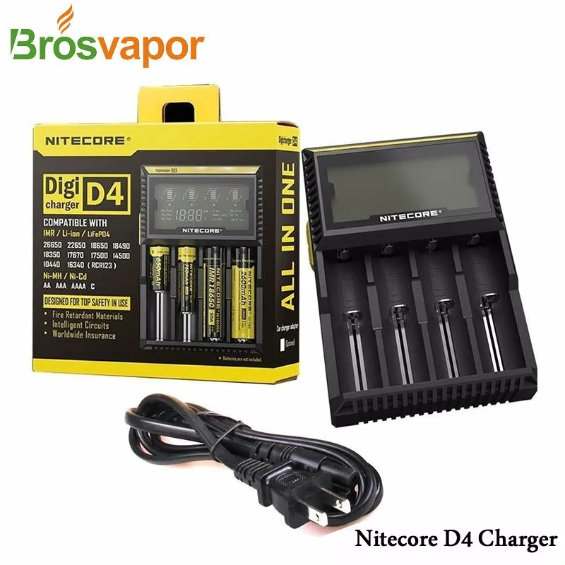 Original Nitecore D4 Digicharger LCD Display Battery Nitecore Charger Intelligent 2.0 Fit LI-ion 18650 14500 16340 26650 battery (6)