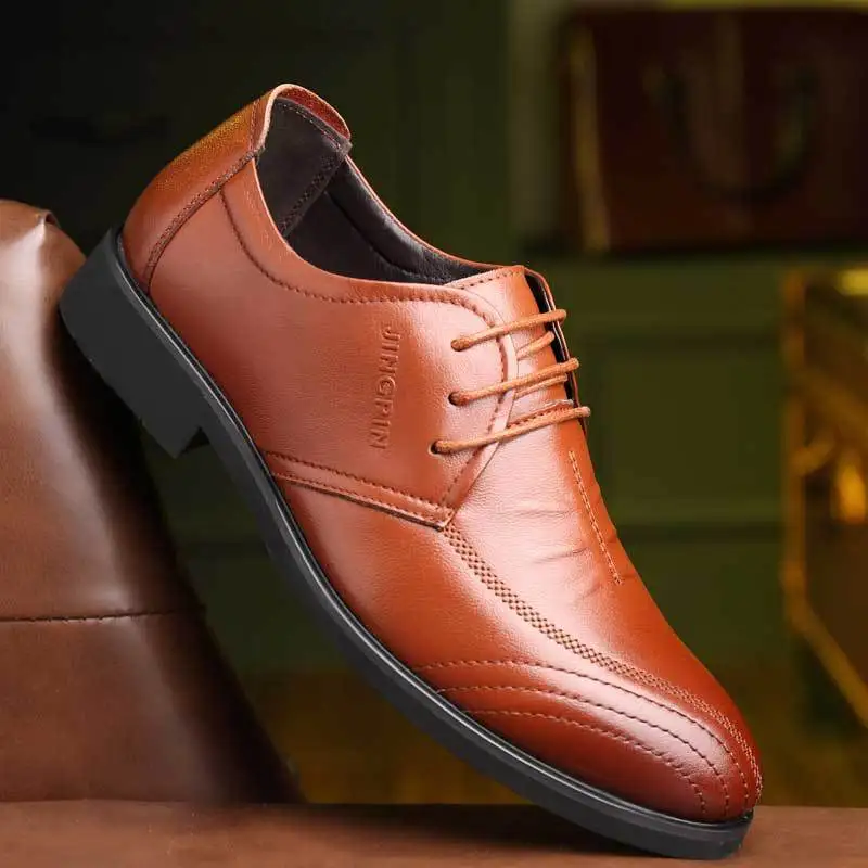 

Factory direct 2019 unique stripe decoration design business dress first layer cowhide men's casual shoes men's leather shoes me