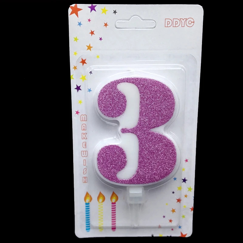 pink 3 1 шт. Экстра большой золотой блеск цифровая свеча украшение для торта «С Днем Рождения» свадебное признание для детей мальчик девочка - Цвет: pink 3