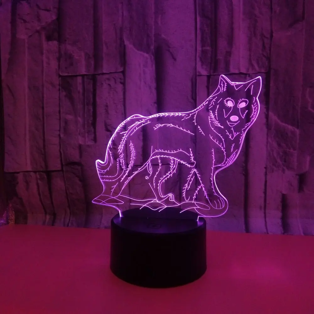 Новый Волк красочные 3d ночник Led визуальный StereoTouch дистанционное управление