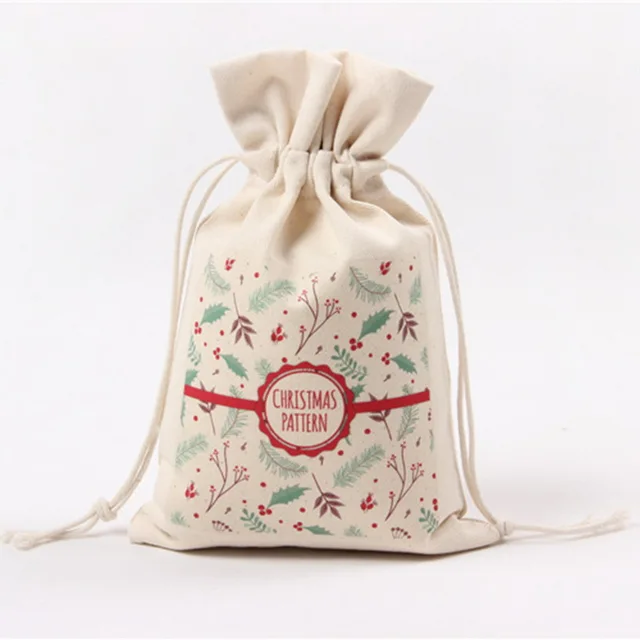 New Design 1pc/lot Merry Christmas Cloth Drawstring 16*23.5 cm Home