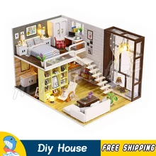 Миниатюрный Кукольный дом, современная городская комната, сделай сам, унисекс, деревянный кукольный домик с мебелью, игрушки для взрослых, игрушки для подростков, фигурные строительные наборы, подарки