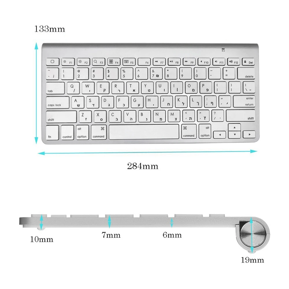 Иврит Bluetooth клавиатура ультра-тонкая Бесшумная беспроводная клавиатура ножничный ключ для беспроводной клавиатуры Apple стиль для IOS WIN Android