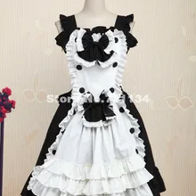 Новинка года; белые и черные Классические хлопковые готические платья Лолиты с бантом для женщин; костюм принцессы для девочек в стиле Лолиты