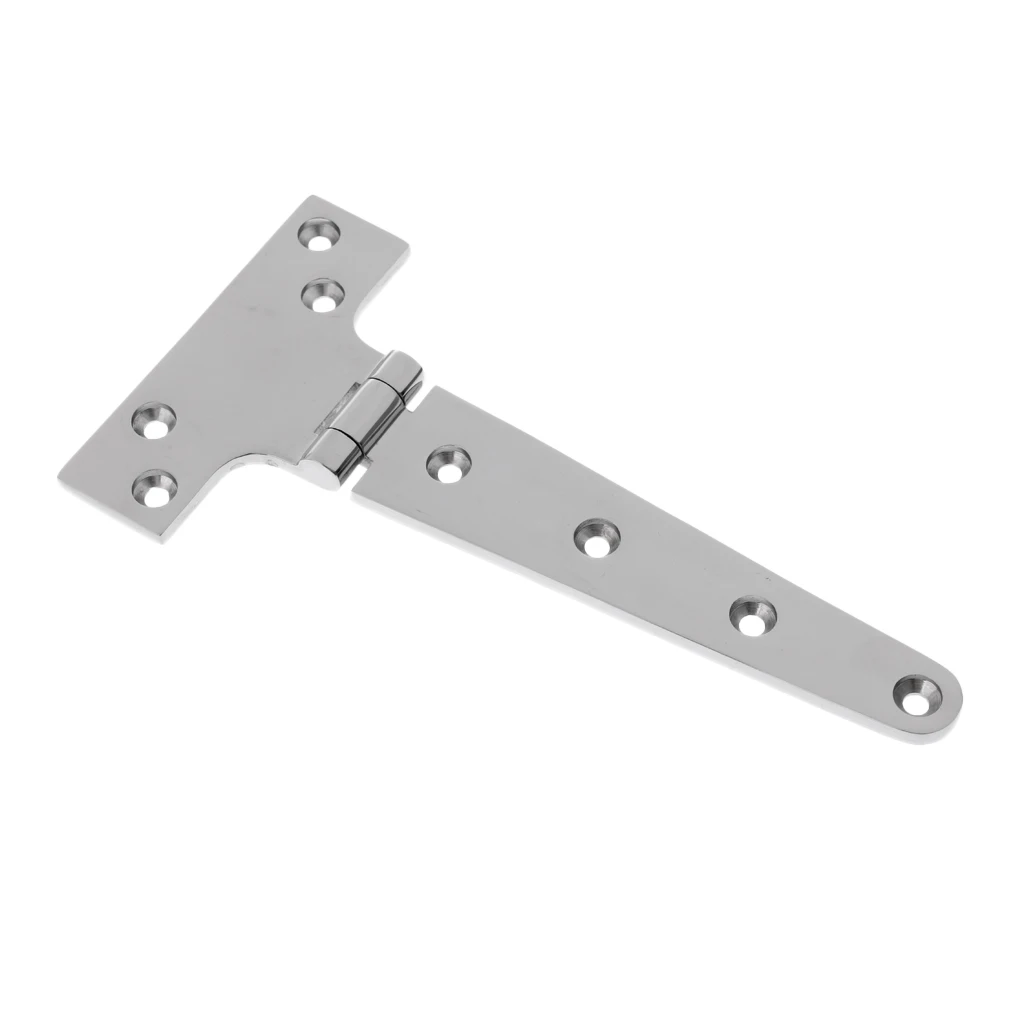 6PCS High Polished Stainless Steel Kitchen Cabinet Cupboard Shed Wooden Gate Garden Door Strap T Hinge 203mm