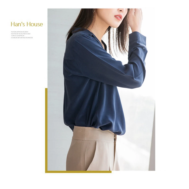Шелковая блузка женская рубашка размера плюс элегантный простой дизайн длинный рукав офисная работа топ изящный стиль Новая Мода